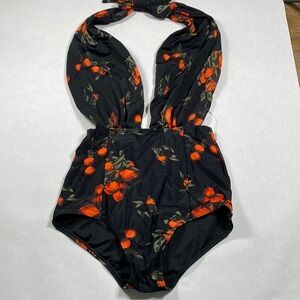 COCOSHIP Retro One Piece Backless Bather Swimsuit High Waisted Pin Up Swimwear